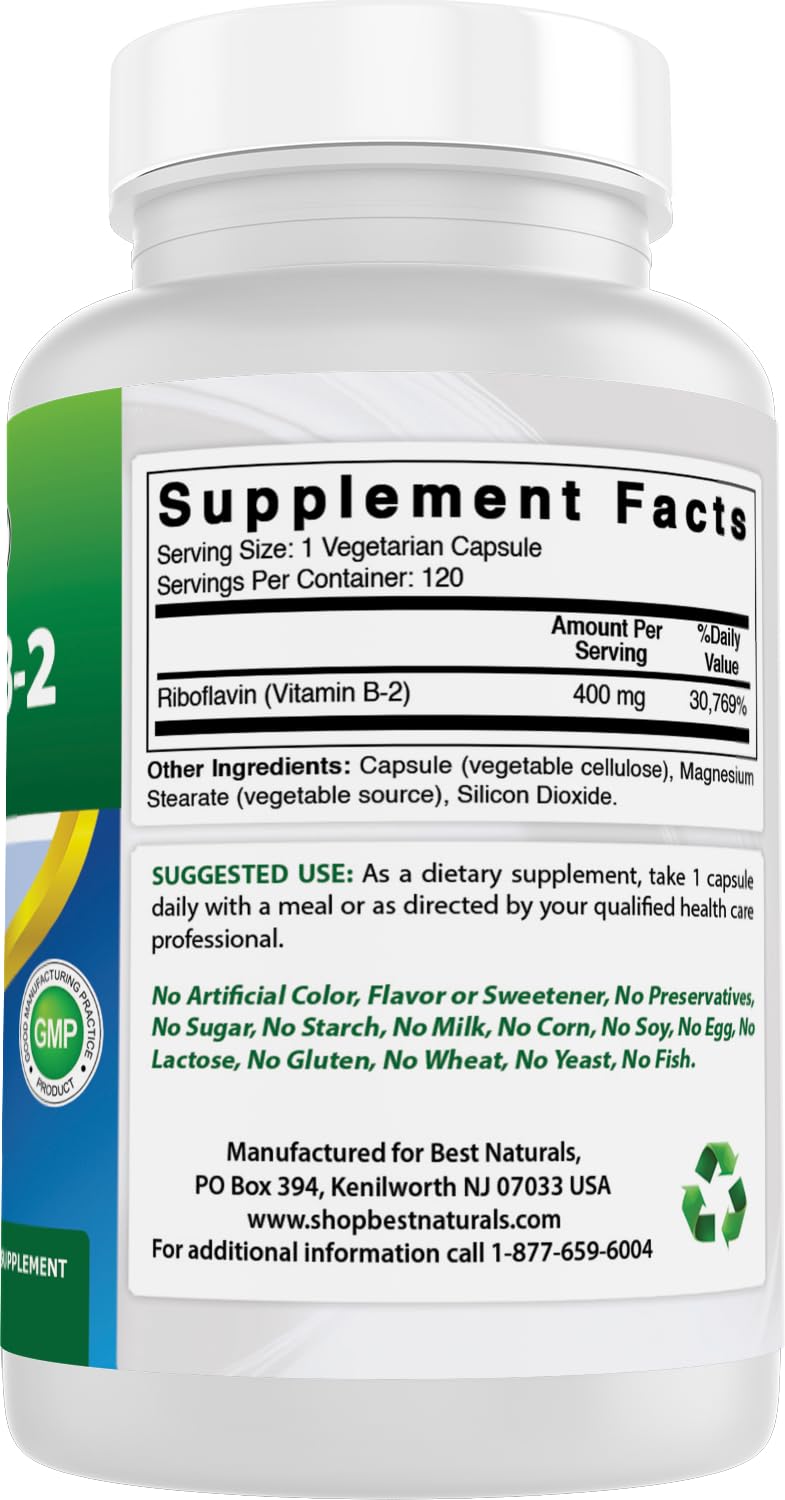 Best Naturals B2 bottle highlights gluten-free and non-GMO