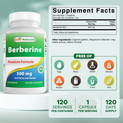 Best Naturals Berberine capsules close-up for easy-to-swallow form
