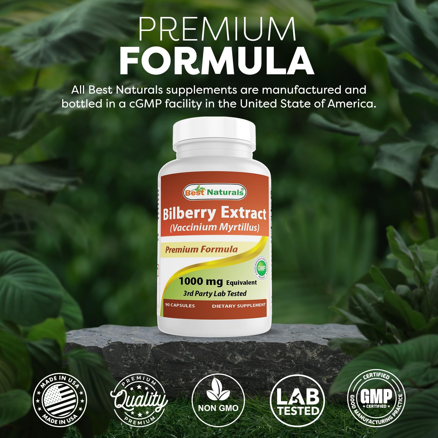 Best Naturals Bilberry pack shows no artificial colors or flavors.