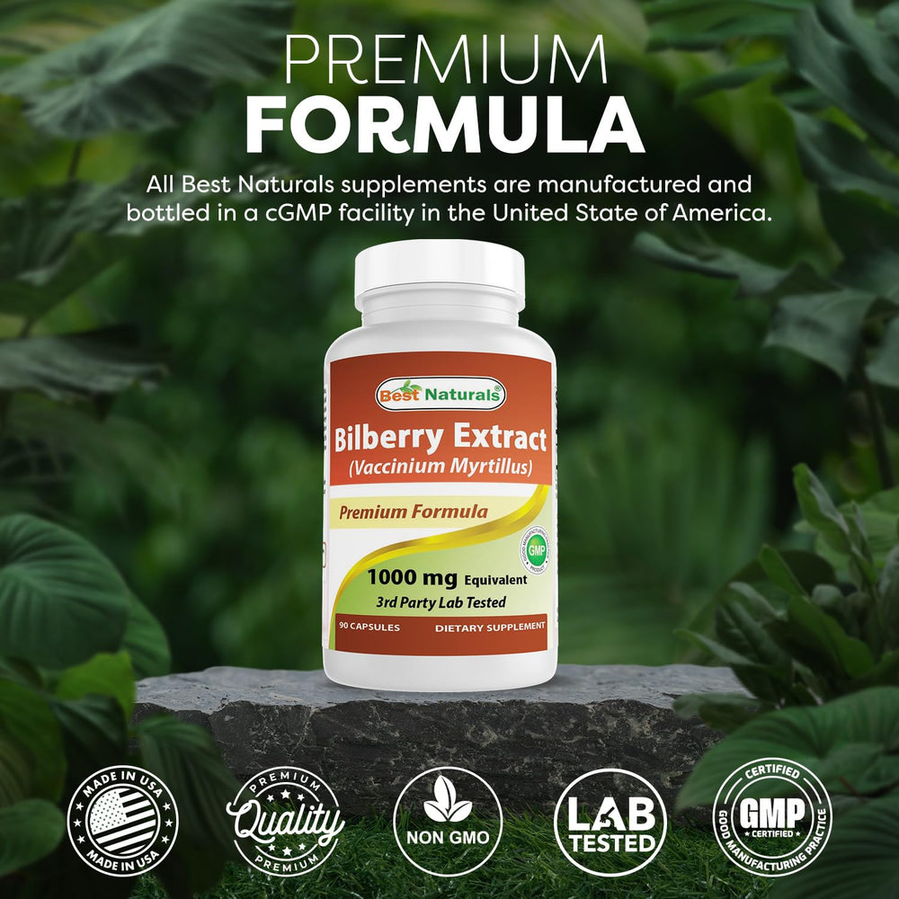 Best Naturals Bilberry pack shows no artificial colors or flavors.