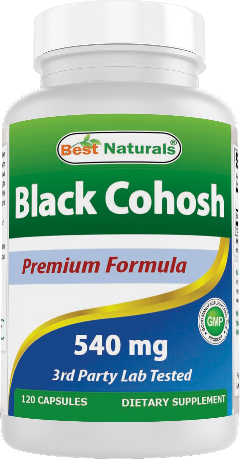 Best Naturals Black Cohosh 540mg bottle – high-potency supplement visual.
