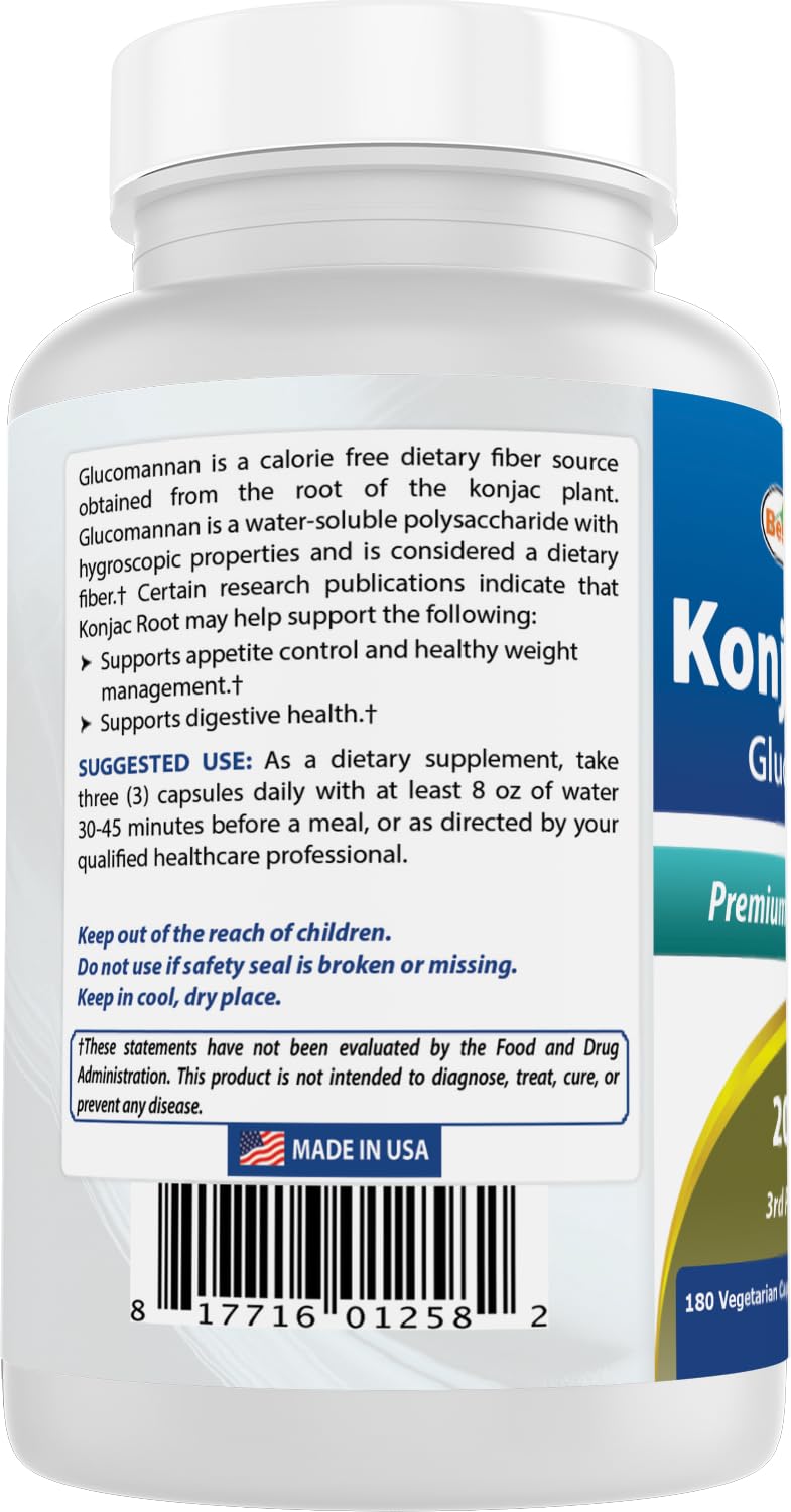 Product shot of Best Naturals Konjac Glucomannan on white background