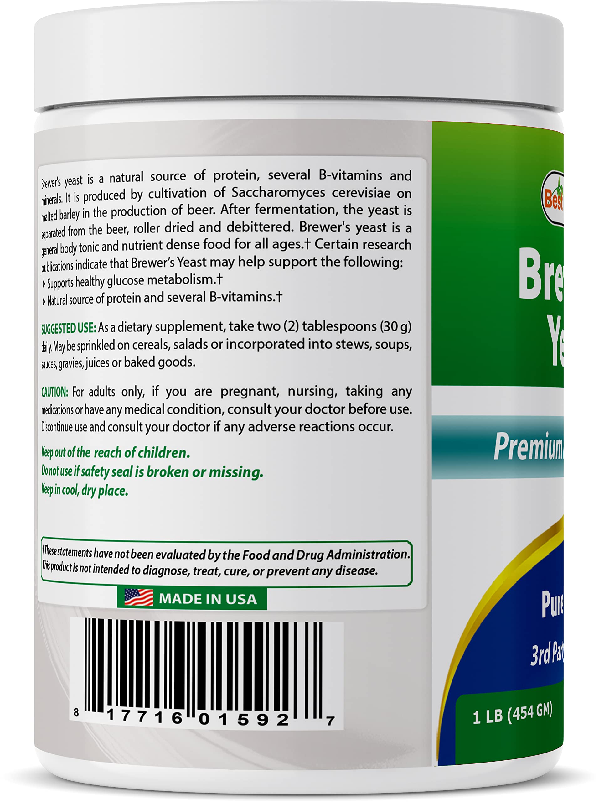 Gluten-free badge on Best Naturals Brewers Yeast Powder packaging