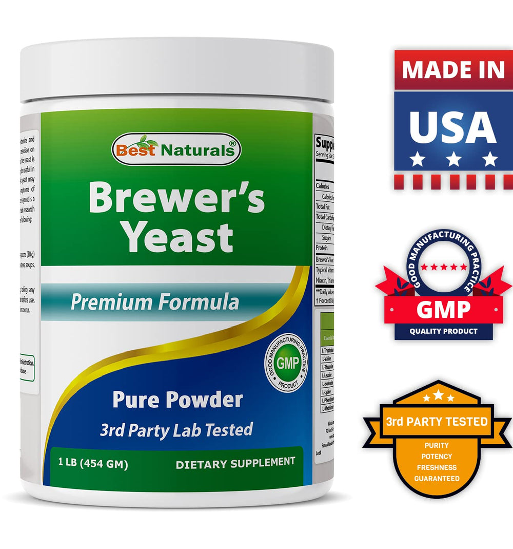 Made-in-USA label on Best Naturals brewer's yeast powder jar
