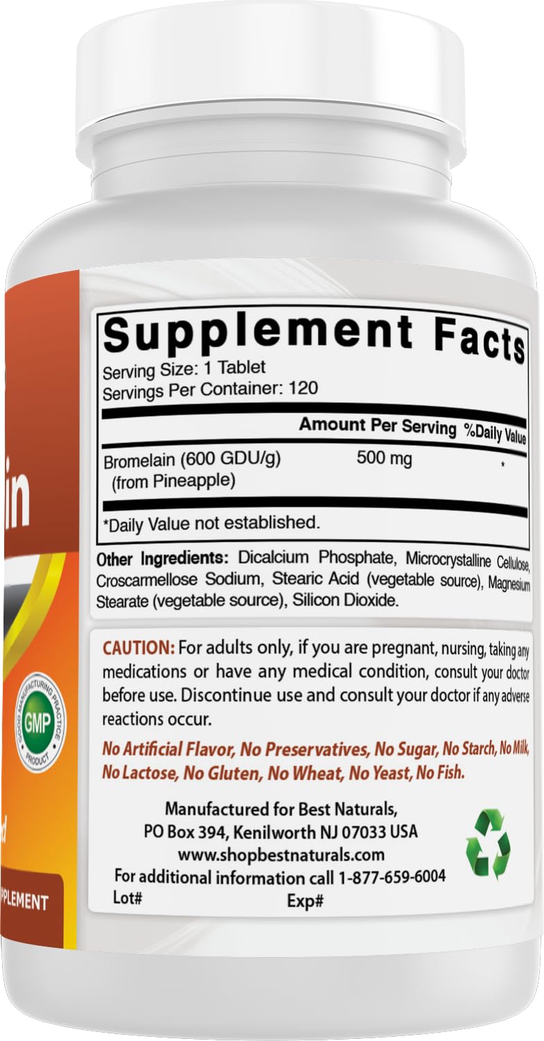Best Naturals Bromelain made in USA badge indicates trusted manufacturing standards