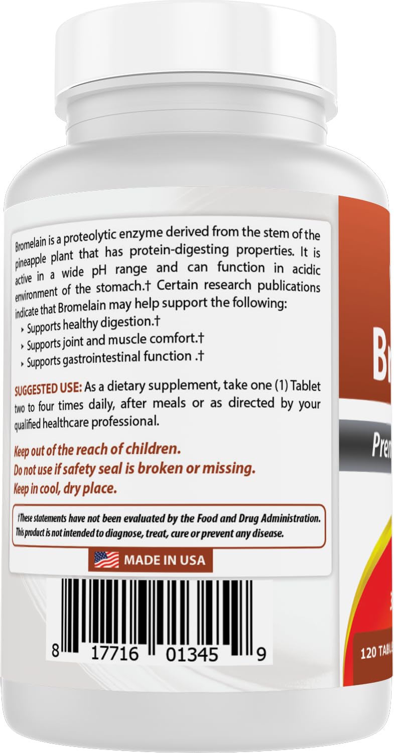 Best Naturals Bromelain allergen-free and sodium-free formula on display