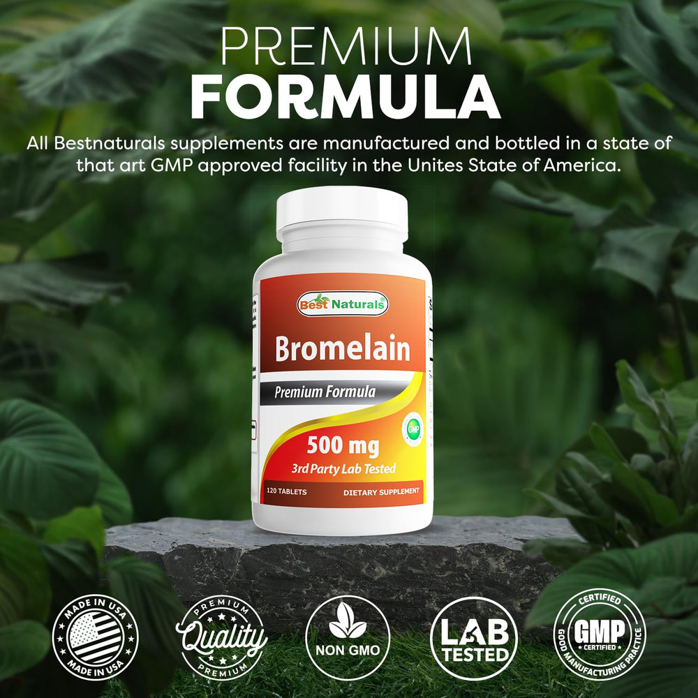 Best Naturals Bromelina sin gluten y sin colorantes artificiales.