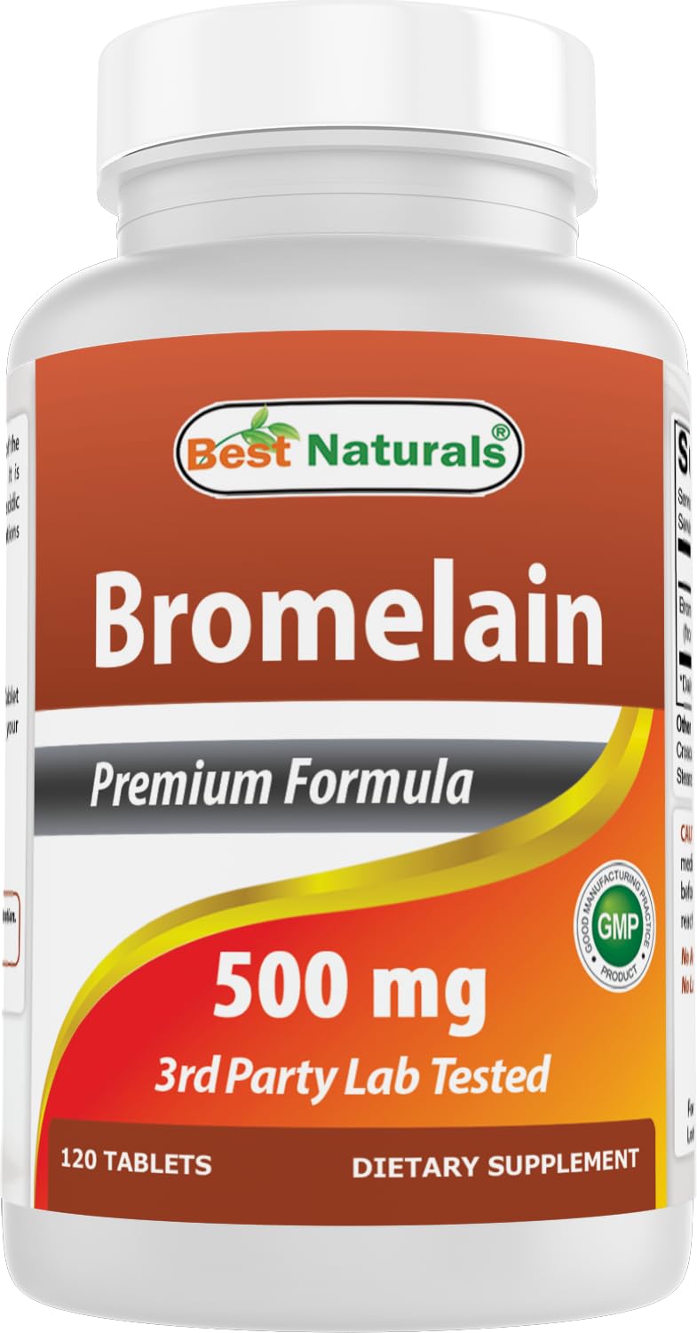 Best Naturals Bromelina tabletas de 500 mg para una digestión suave.