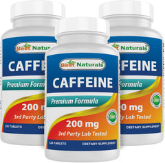 Best Naturals caffeine pills 200 mg bottle front view for energy support.