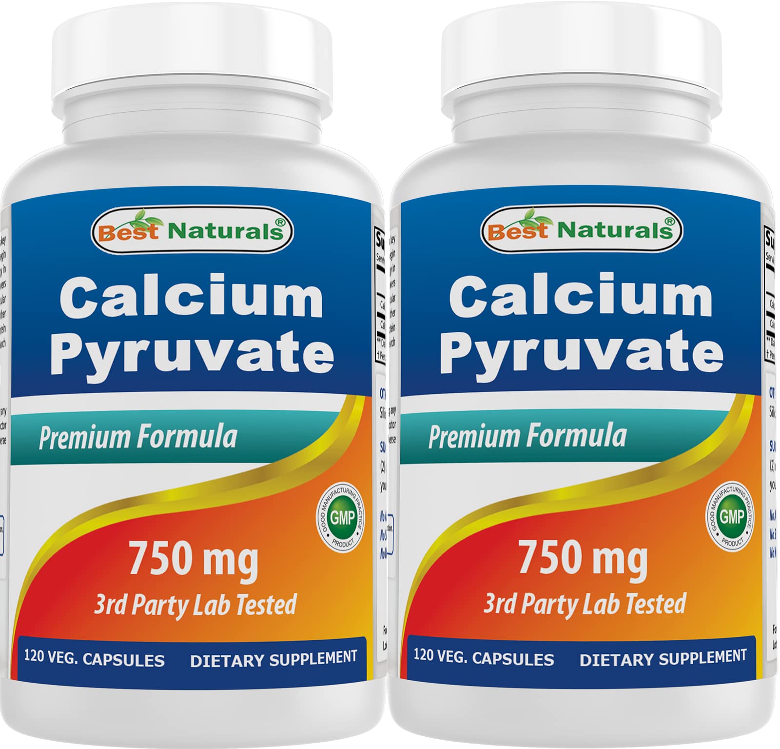 Best Naturals Calcium Pyruvate bottle showing 120 capsules for daily use