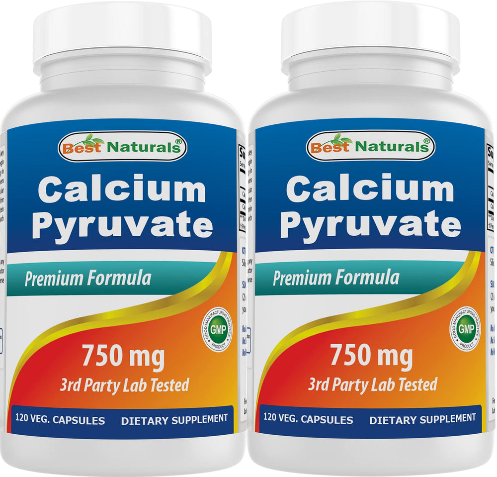 Best Naturals Calcium Pyruvate bottle showing 120 capsules for daily use