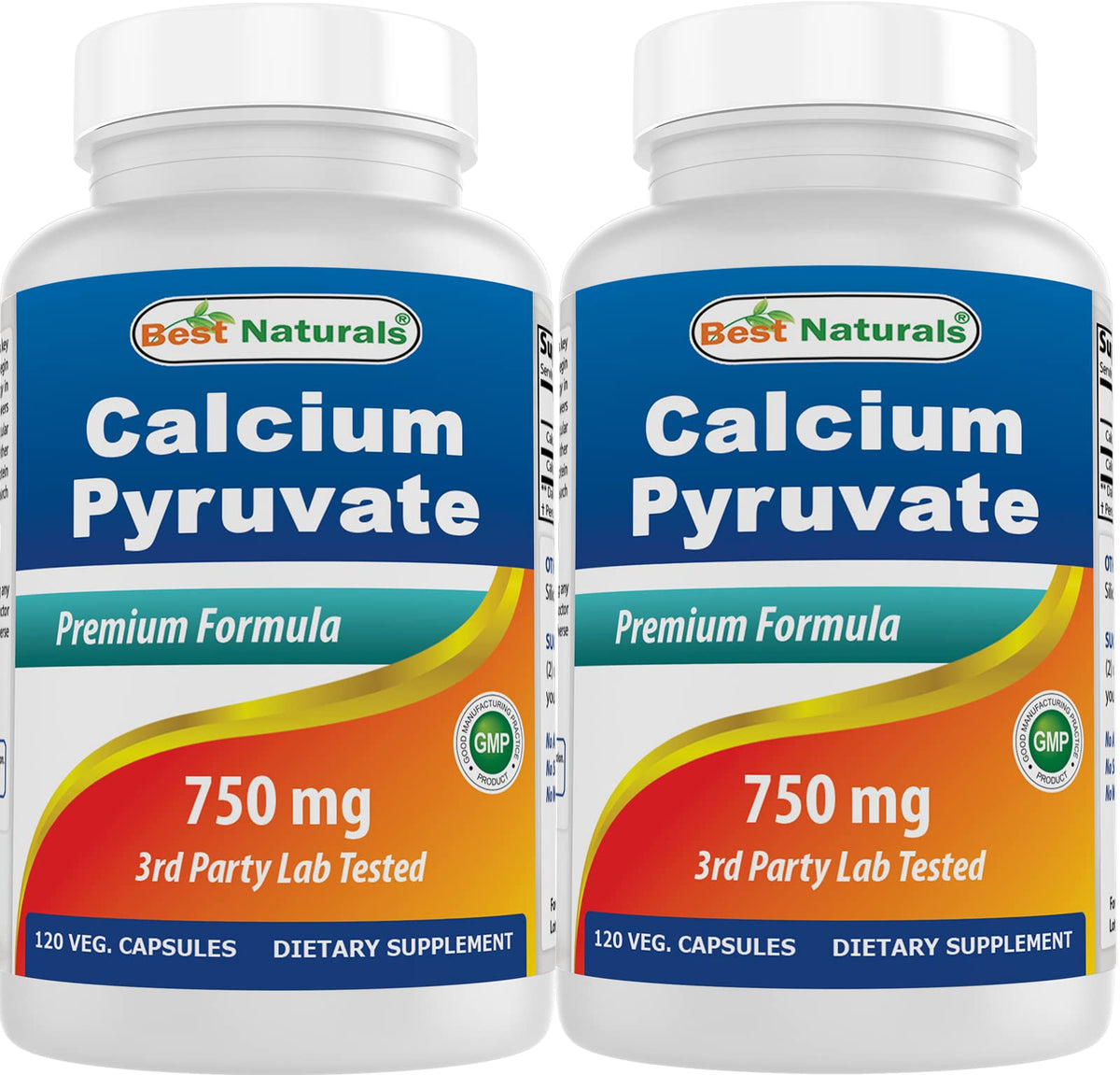 Best Naturals Calcium Pyruvate bottle showing 120 capsules for daily use