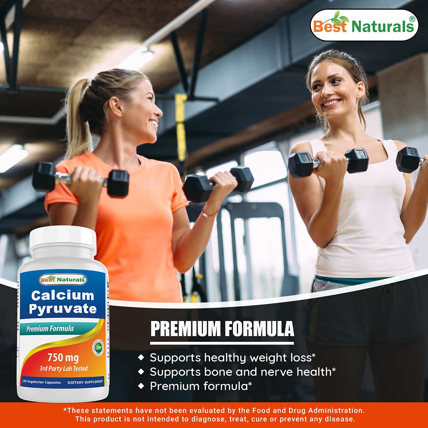 Best Naturals calcium pyruvate is gluten-free and non-GMO for clean ingredients.