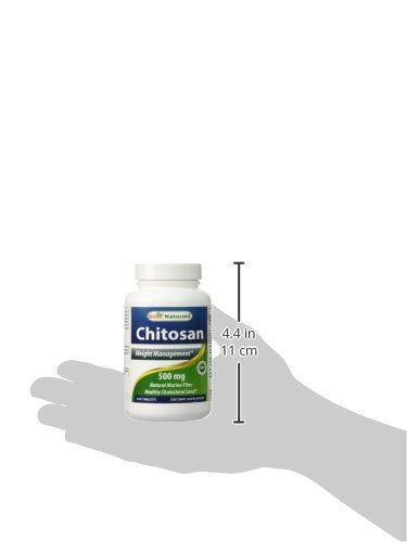 Best Naturals Chitosan ingredient panel close-up showing 500 mg per tablet.