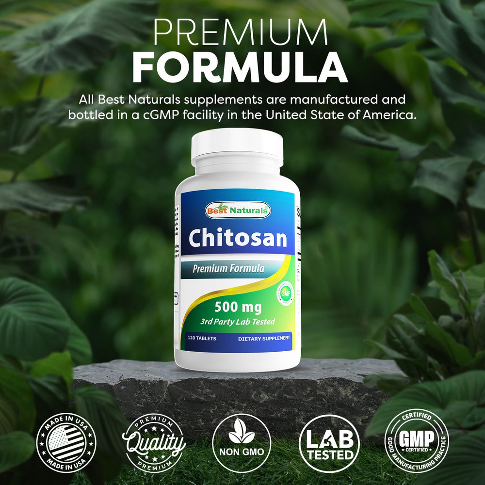 Best Naturals Chitosan non-GMO seal indicating purity.
