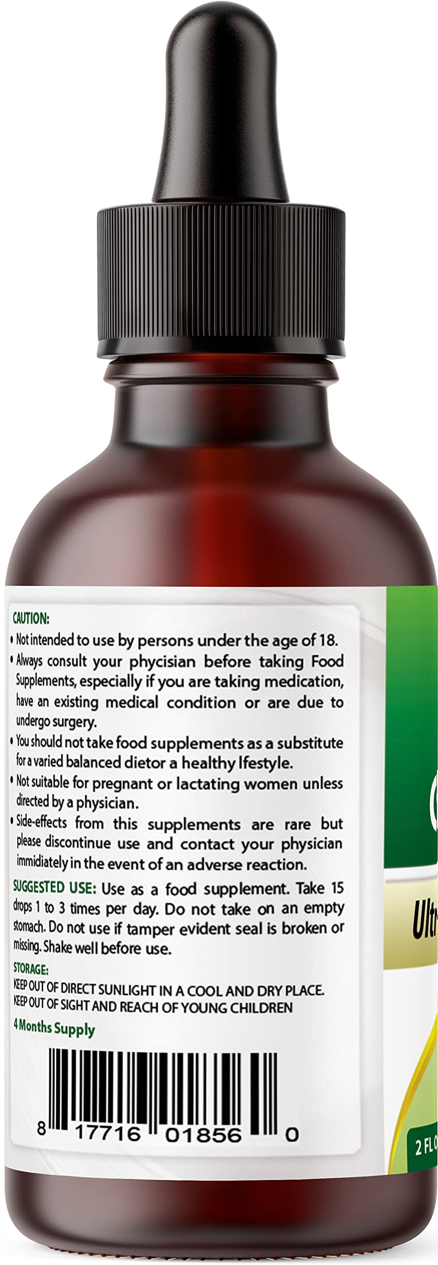 Glass bottle on kitchen counter displaying purity and no artificial additives.