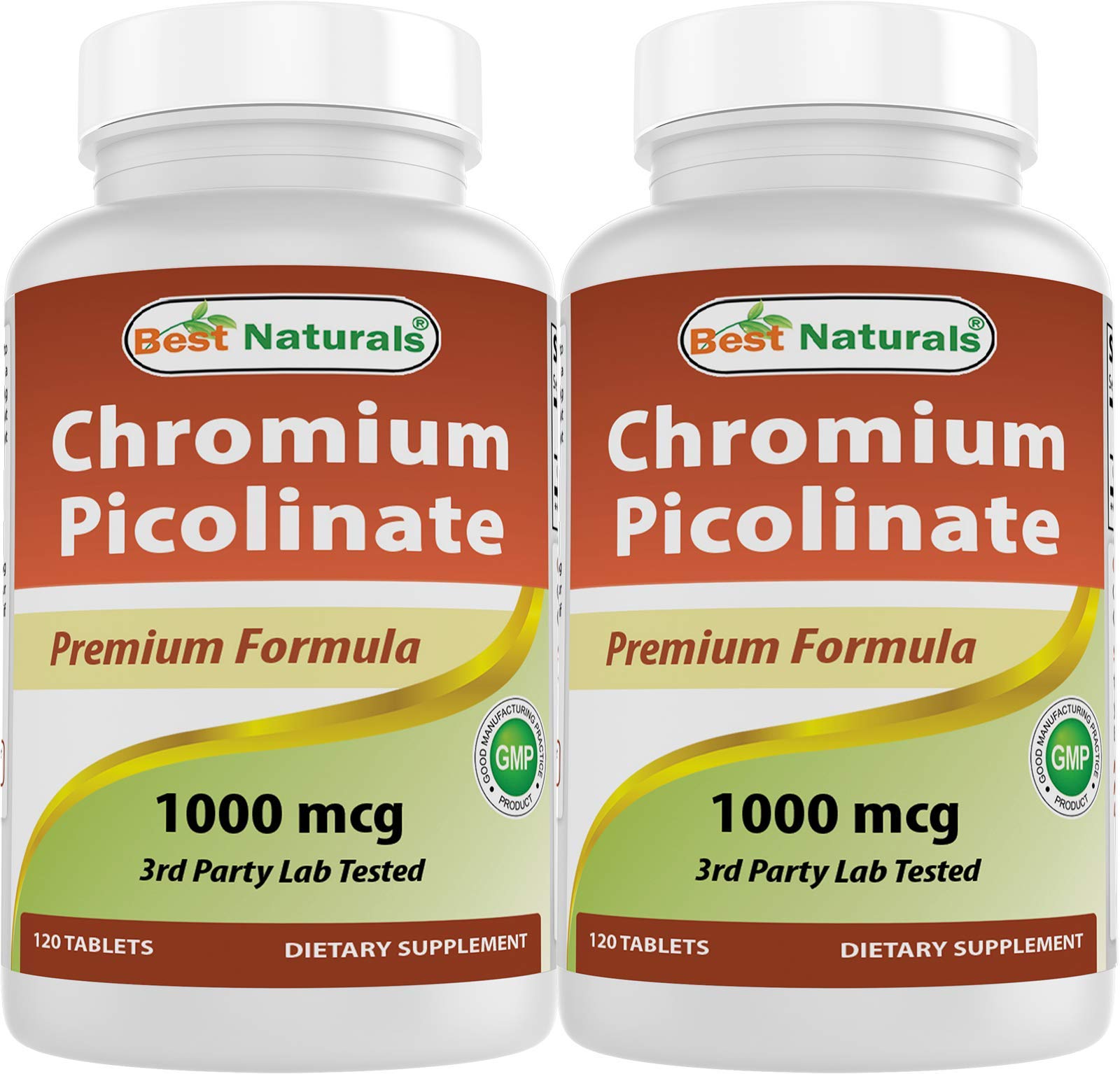 Best Naturals Chromium Picolinate tablets in bottle, high-potency 1000 mcg each.