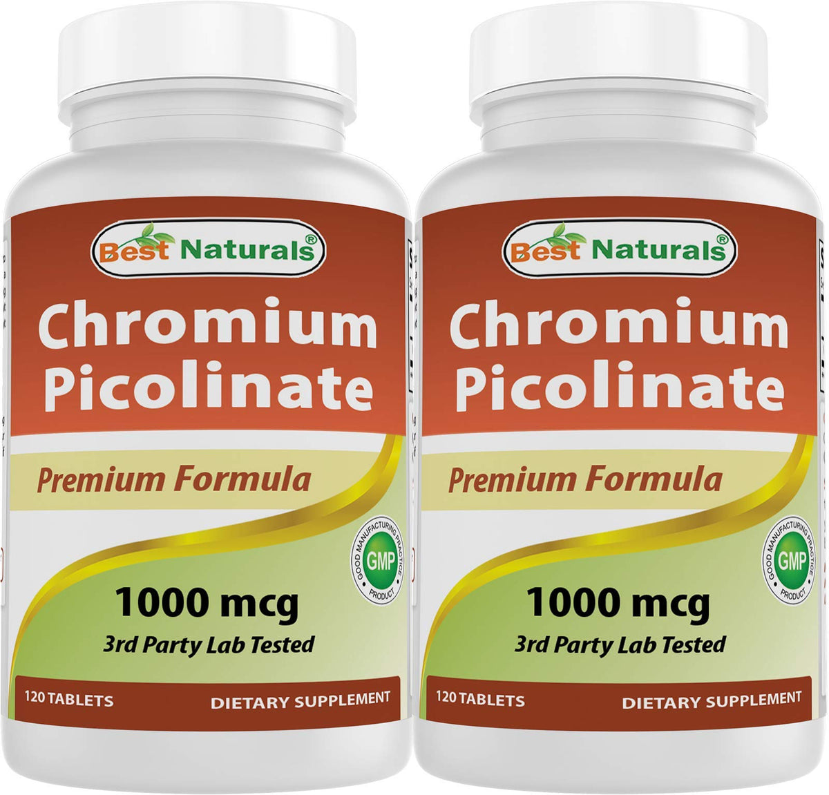 Best Naturals Chromium Picolinate tablets in bottle, high-potency 1000 mcg each.