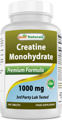 Best Naturals Creatine Monohydrate bottle on shelf highlighting purity for athletes