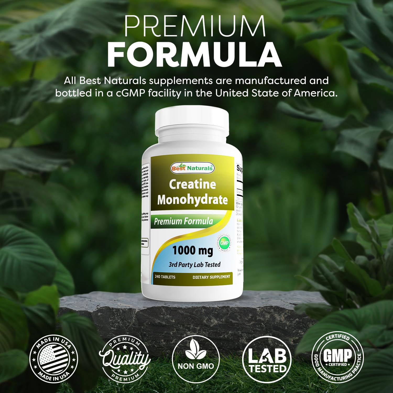 Best Naturals Creatine Monohydrate tablets count in bottle for easy tracking
