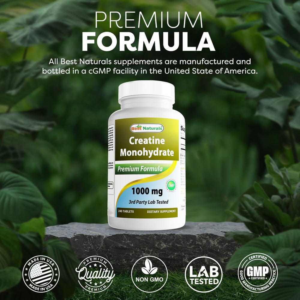 Best Naturals Creatine Monohydrate tablets count in bottle for easy tracking