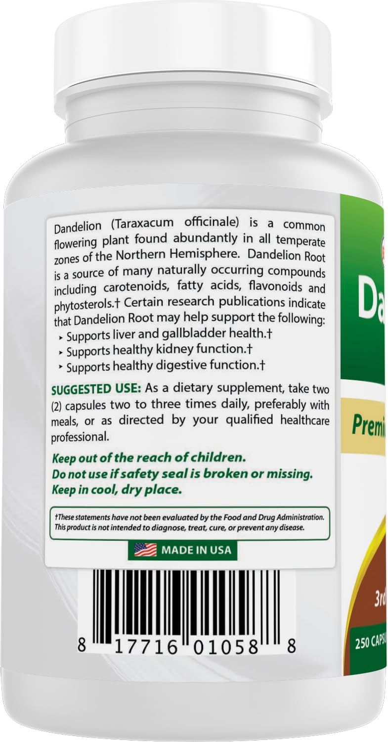 Best Naturals Dandelion Root bottle on kitchen counter for everyday use
