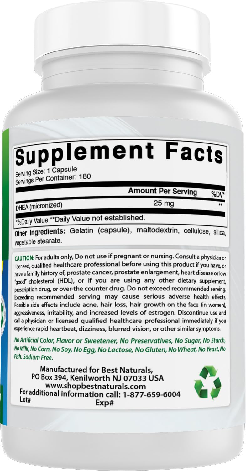 Best Naturals DHEA non-GMO gluten-free claim icon showing dietary compatibility