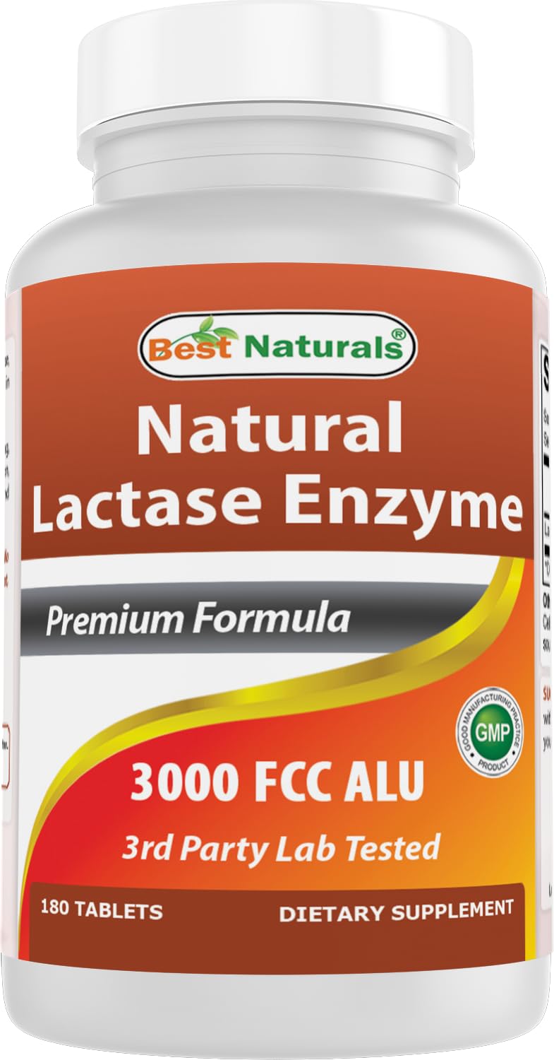 Best Naturals lactase enzyme tablet bottle pour for dairy digestion support