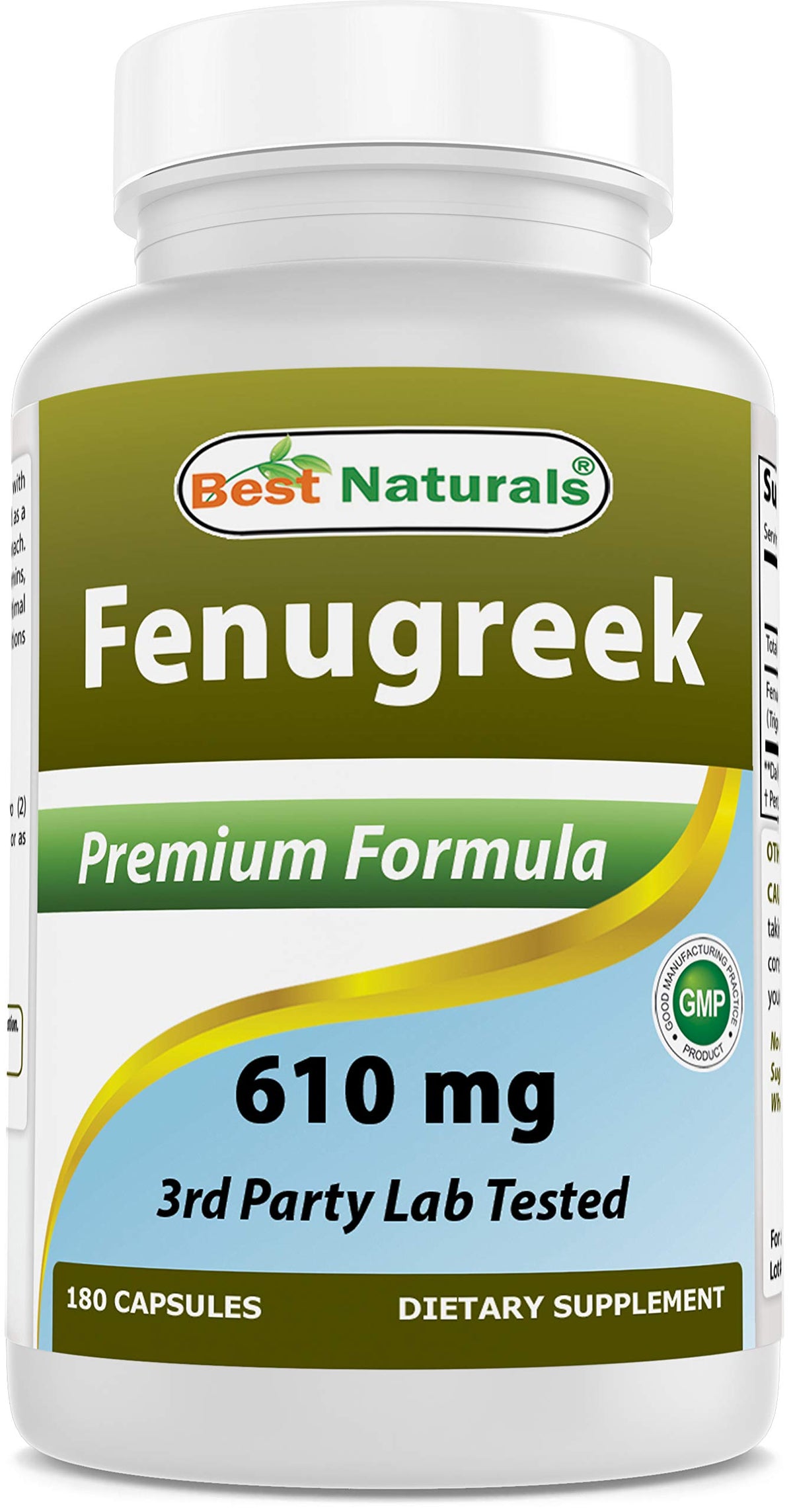 Best Naturals Fenugreek Seed 610mg bottle highlights easy daily dosing for busy mornings