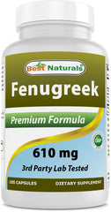 Best Naturals Fenugreek Seed 610mg bottle highlights easy daily dosing for busy mornings