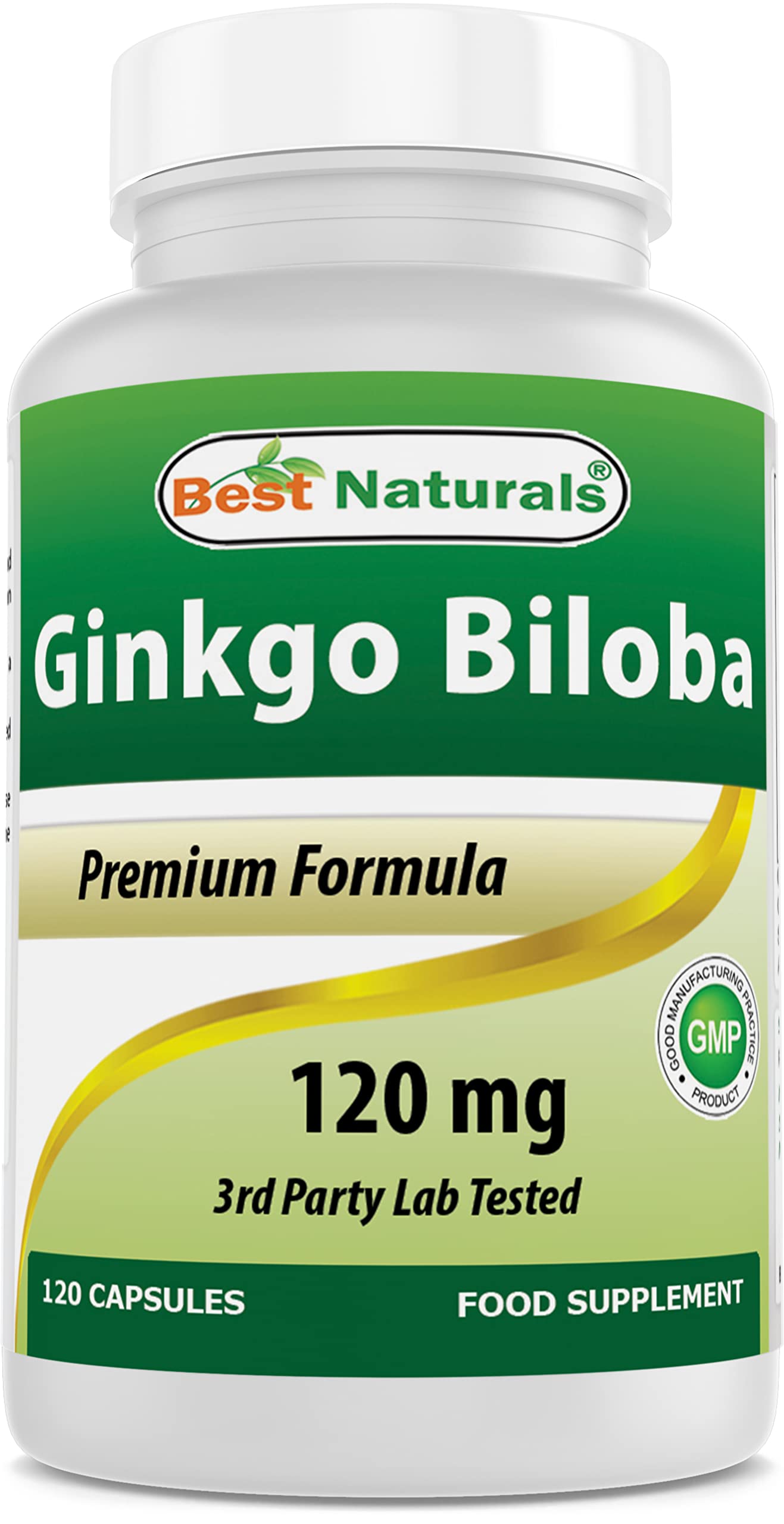 Best Naturals Ginkgo Biloba 120mg bottle designed for daily focus.
