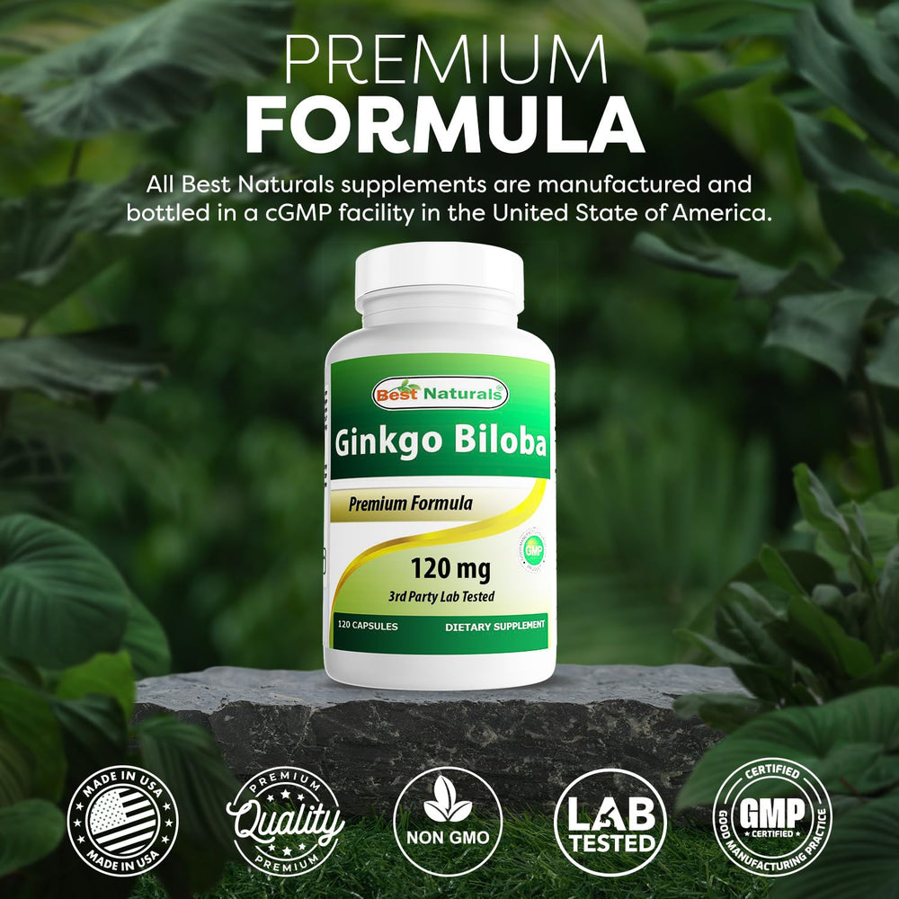 Made in USA badge on Best Naturals Ginkgo Biloba packaging.