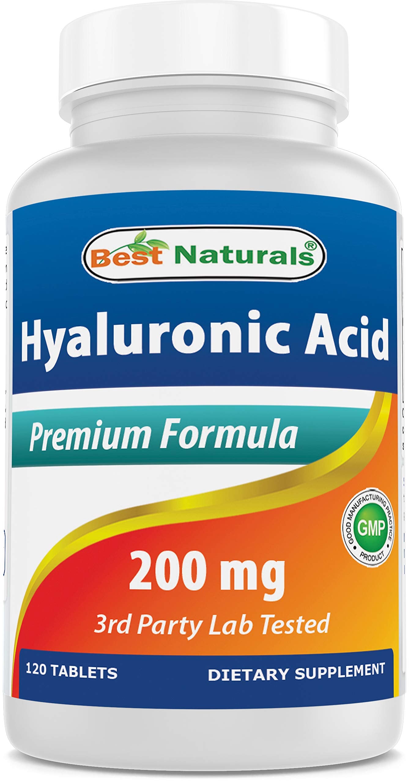 Best Naturals Hyaluronic Acid bottle front with 200 mg tablets for daily hydration support