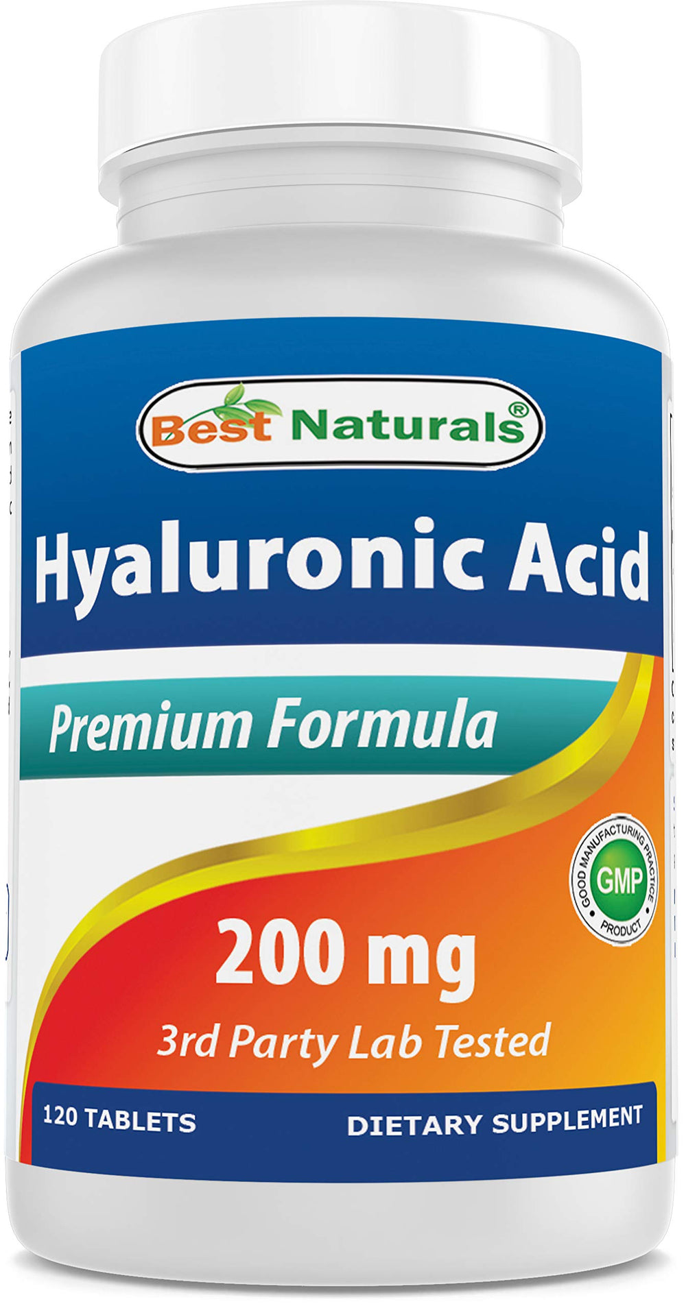 Best Naturals Hyaluronic Acid bottle front with 200 mg tablets for daily hydration support