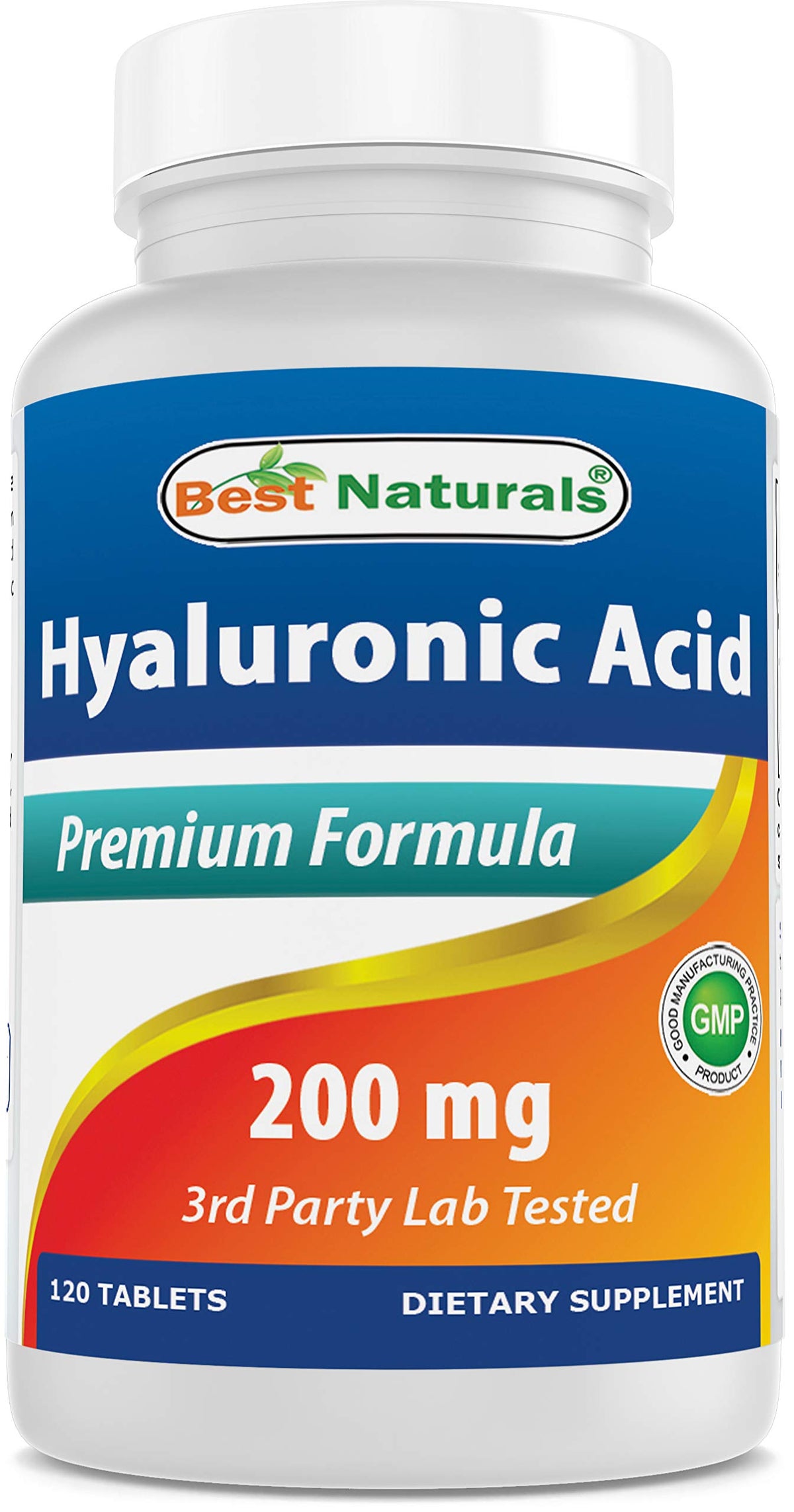 Best Naturals Hyaluronic Acid bottle front with 200 mg tablets for daily hydration support