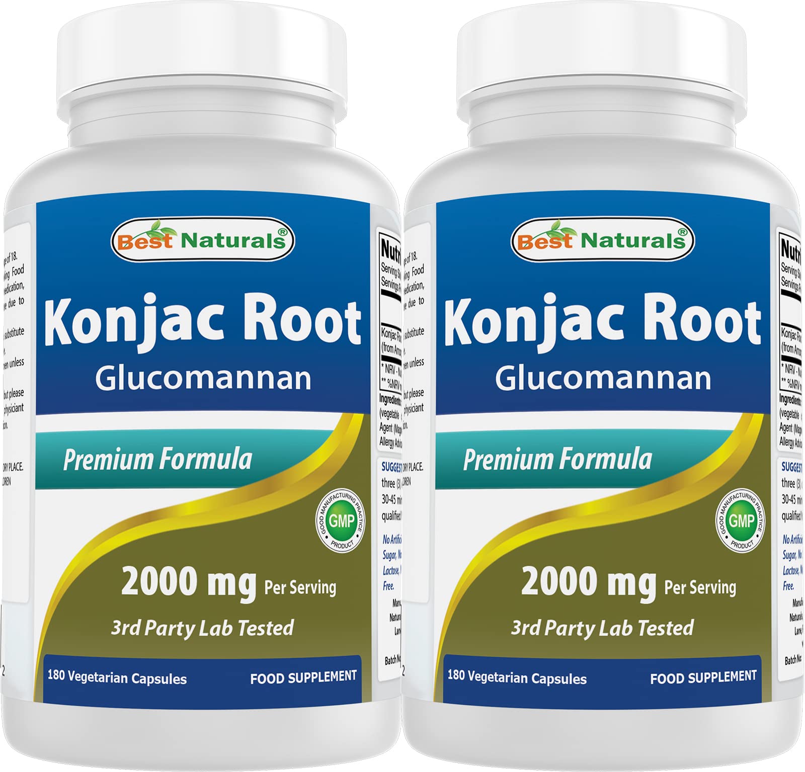 Best Naturals Konjac Glucomannan bottle close-up with 2000 mg per serving