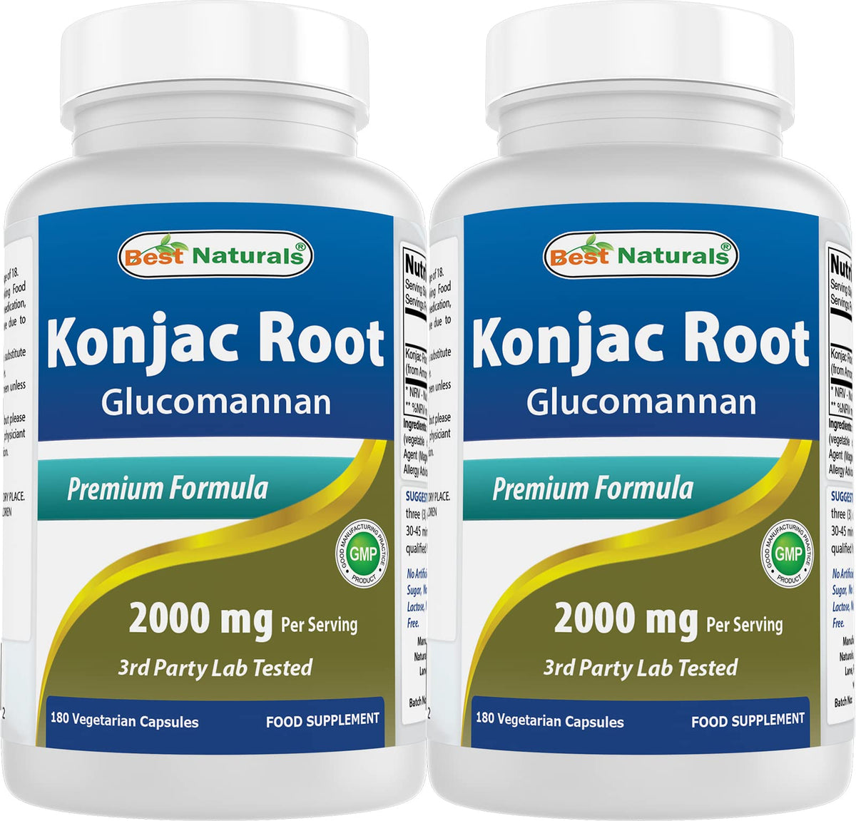 Best Naturals Konjac Glucomannan bottle close-up with 2000 mg per serving