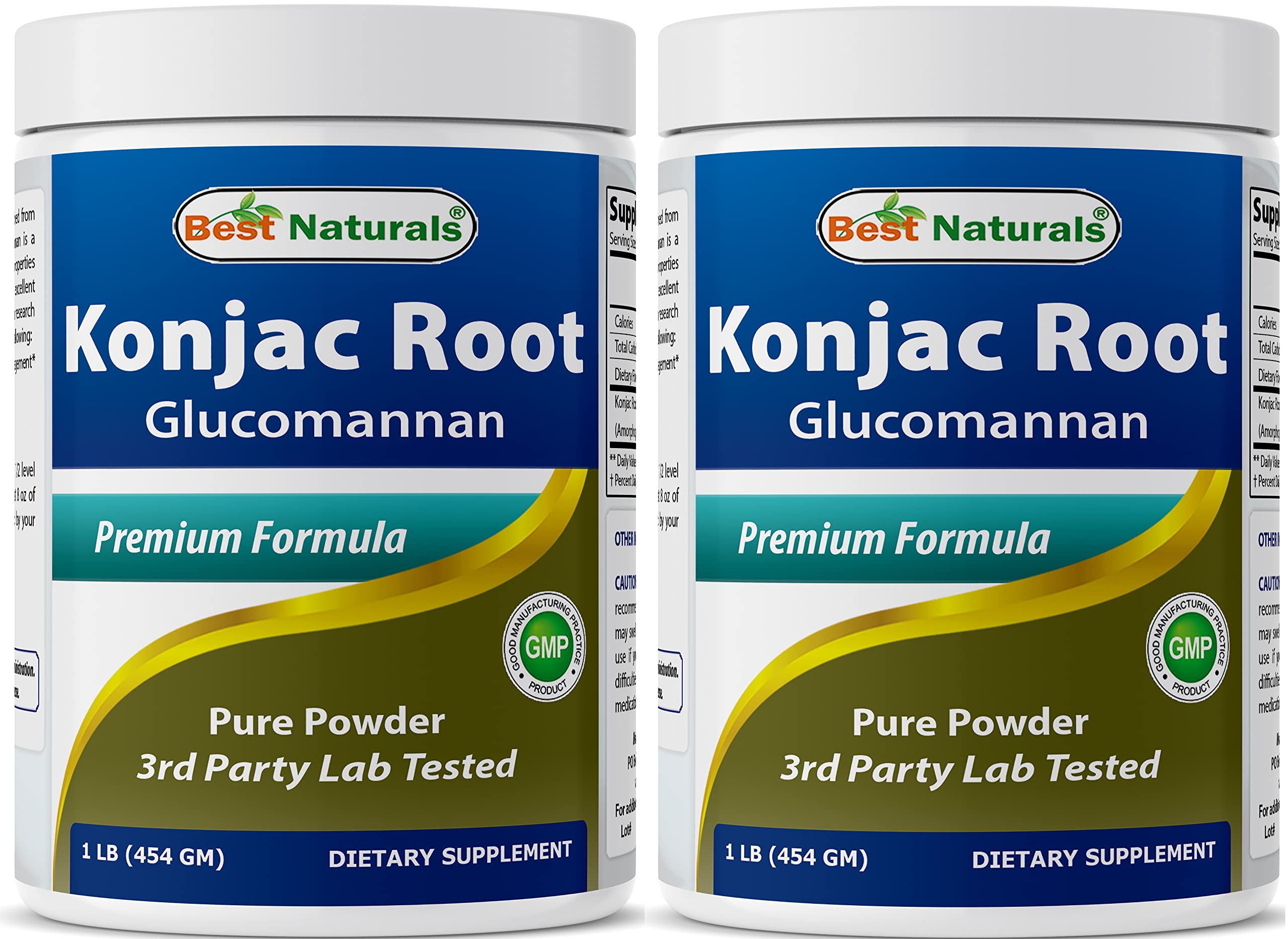 Best Naturals Konjac Glucomannan bottle front view, convenient two-pack for ongoing fiber support.