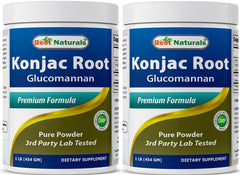 Best Naturals Konjac Glucomannan bottle front view, convenient two-pack for ongoing fiber support.