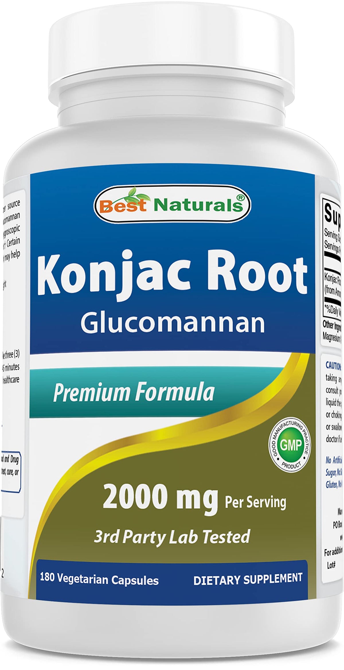 Best Naturals Konjac Root 2000mg bottle front view for fullness support.