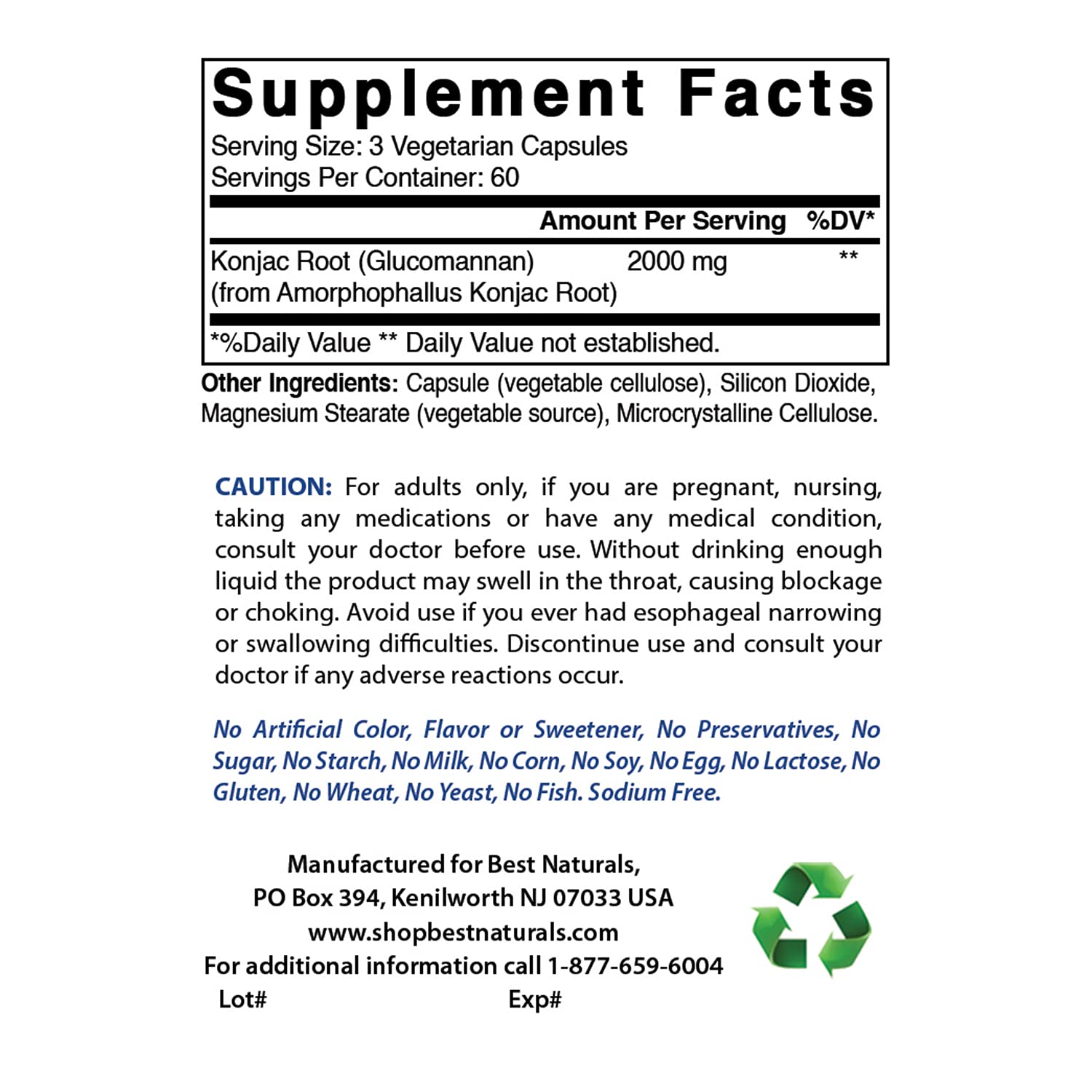 Serving spoon beside Best Naturals Konjac Root 2000mg jar for daily fiber intake.
