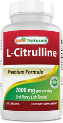 Best Naturals L-Citrulline bottle front view showing 2000 mg per serving
