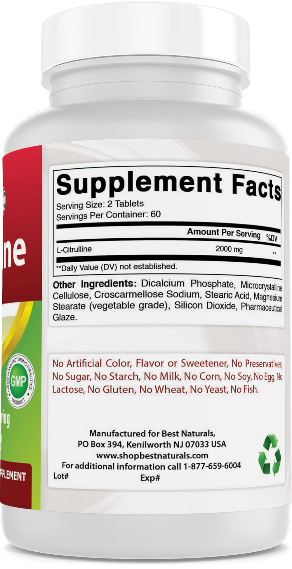 Best Naturals L-Citrulline packaging unopened showing premium quality