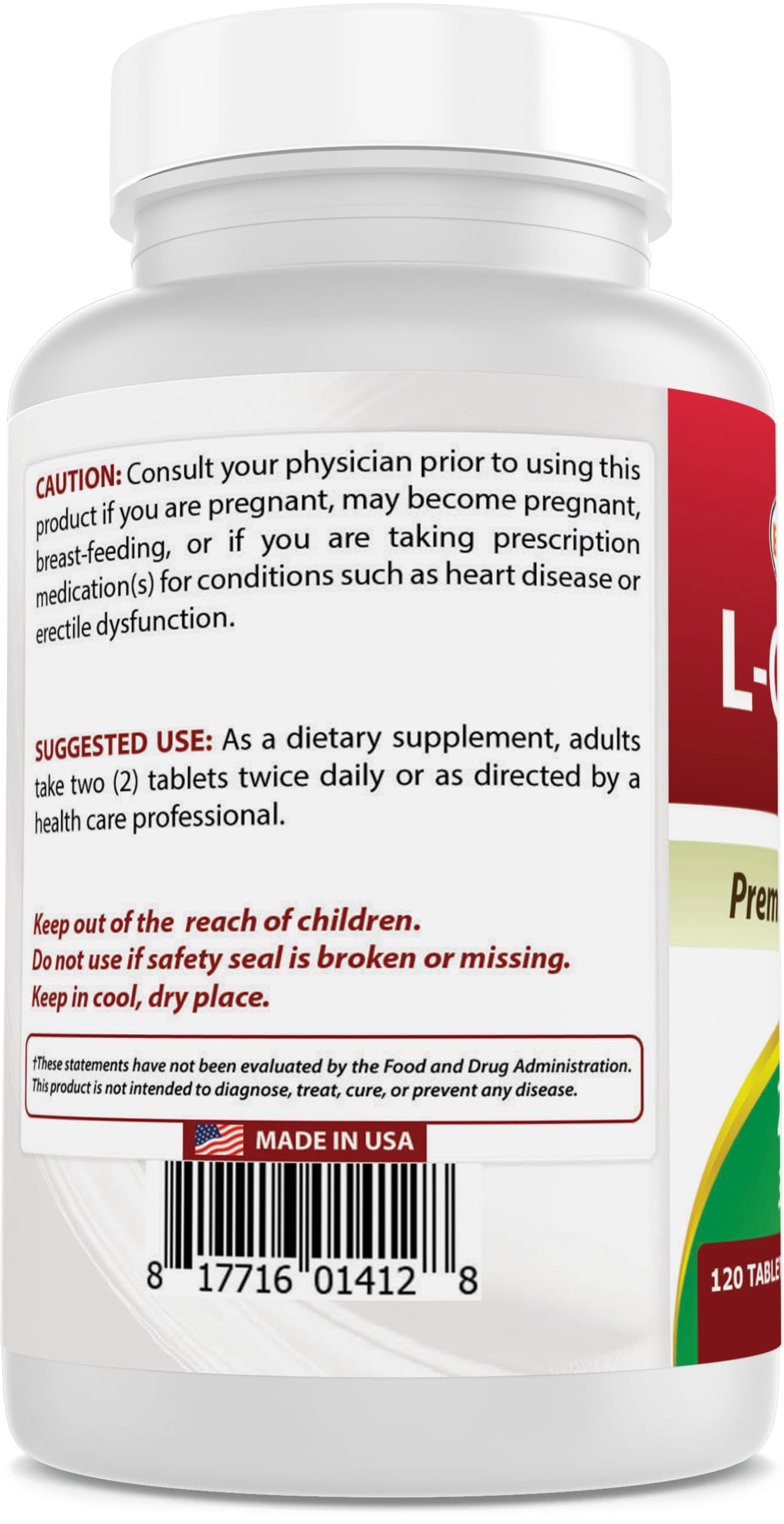 Best Naturals L-Citrulline bottle with USA-made facility seal
