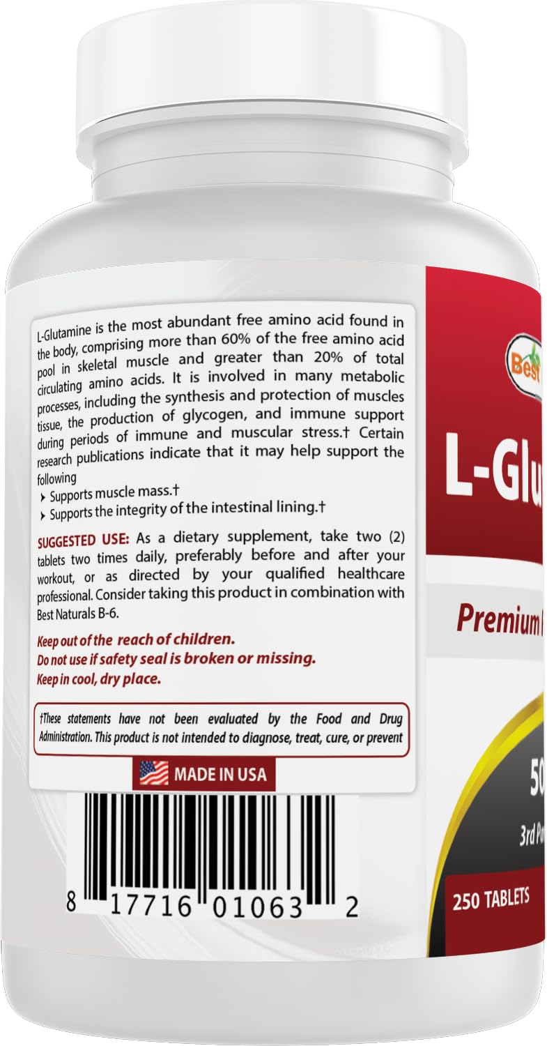 Best Naturals L-Glutamina: laboratorio de control de calidad para consistencia.
