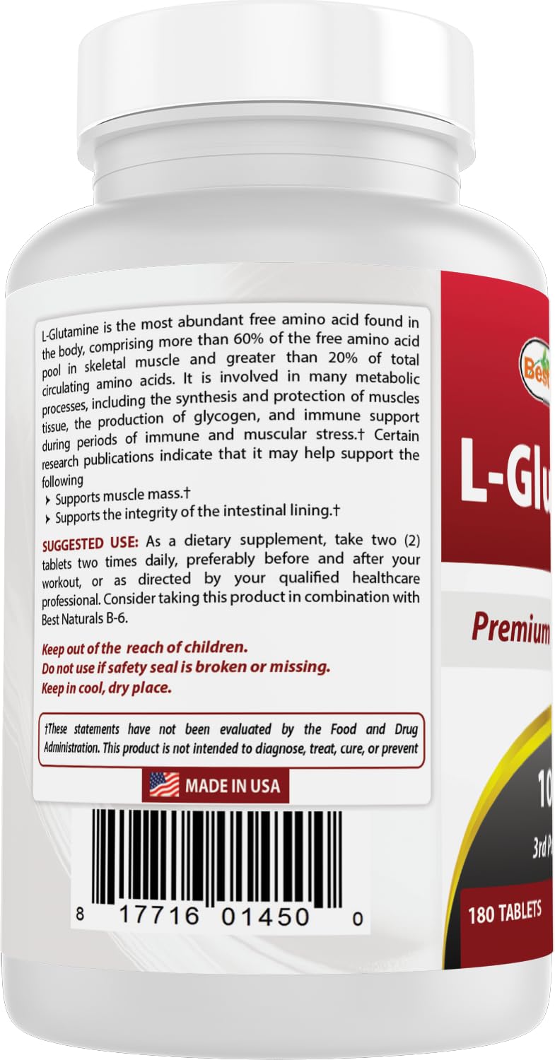 Best Naturals L-Glutamine bottle resting in a wellness setup for routine use.