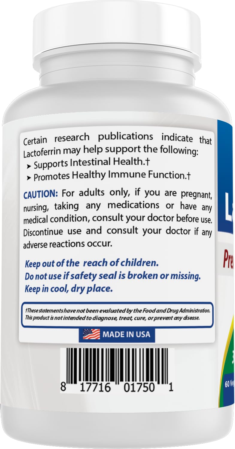 Best Naturals Lactoferrin capsules pouring to suggest convenient daily use.