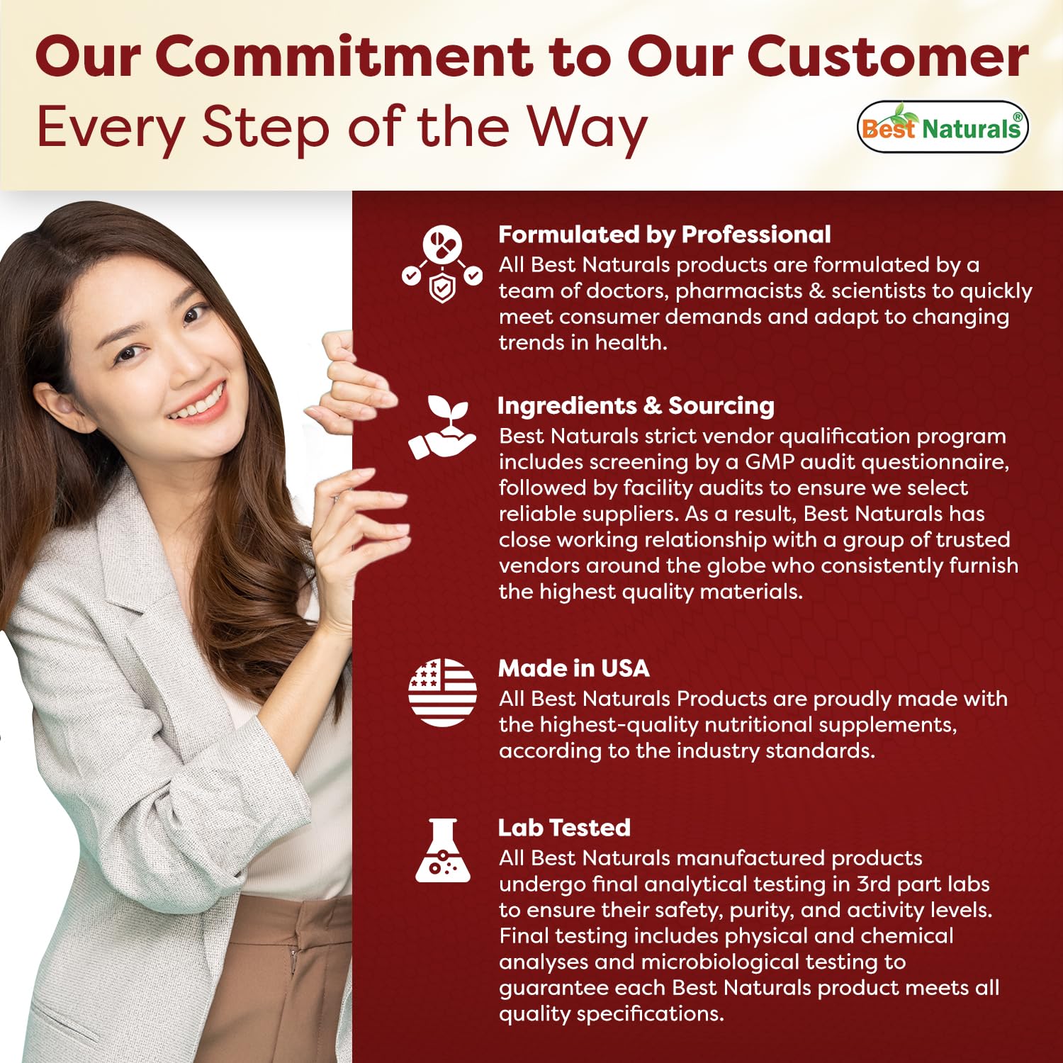 Best Naturals made in USA facility visual reinforces safety and compliance