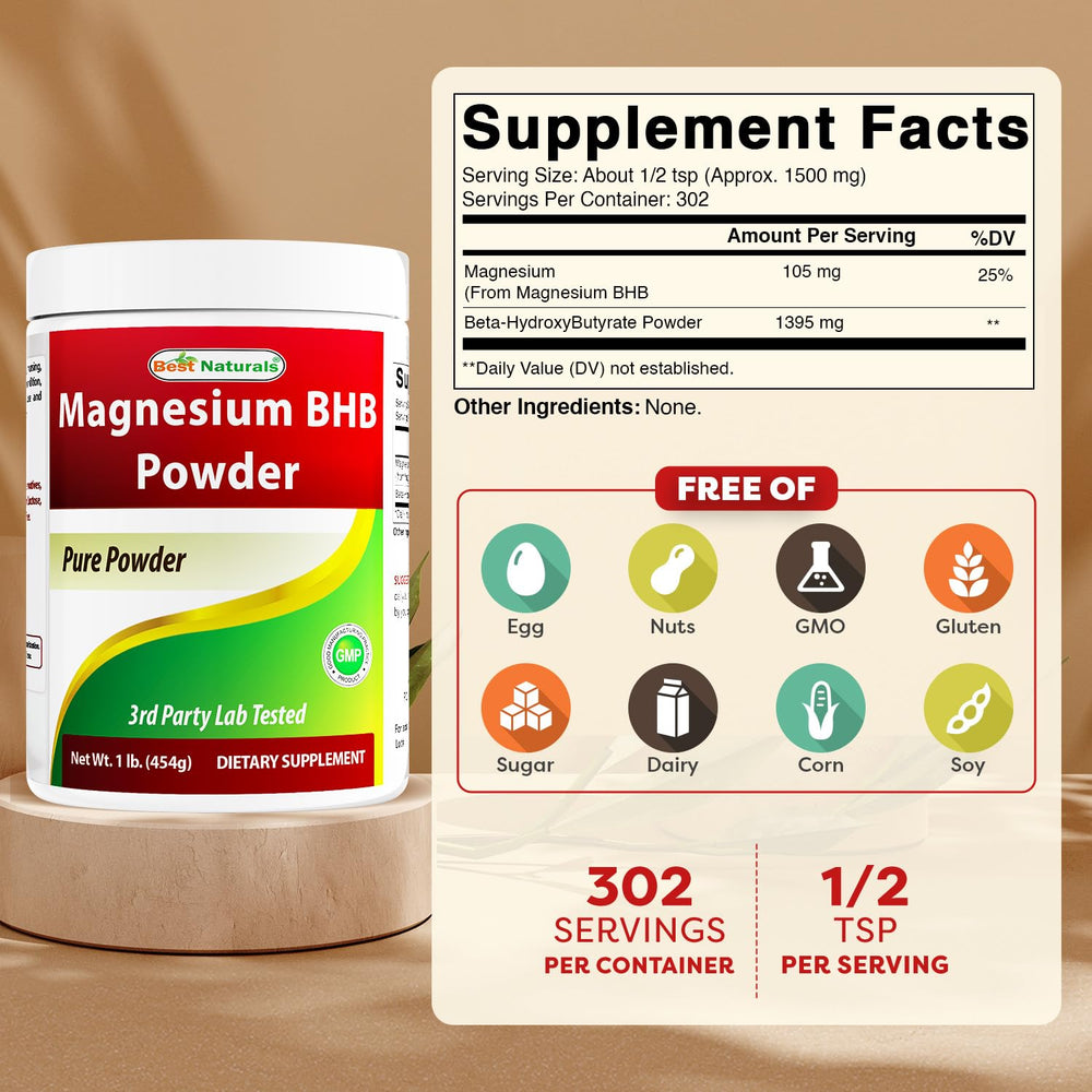 Best Naturals Magnesium BHB Powder unflavored blends easily into drinks.