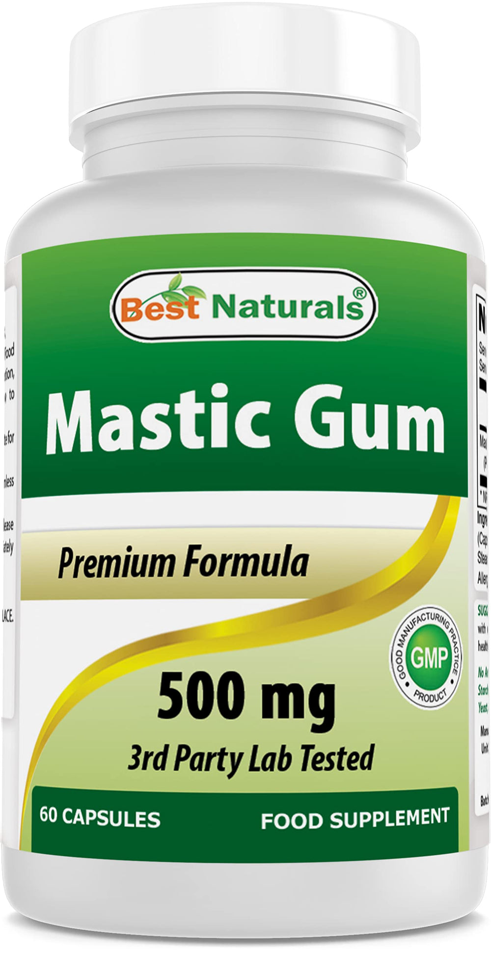 Best Naturals Mastic Gum 500 mg bottle front for daily digestive support
